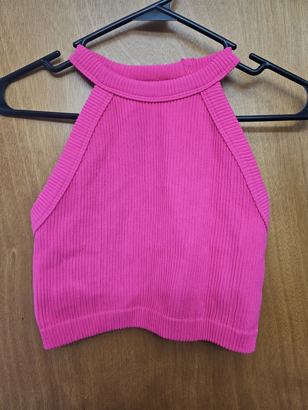 aerie Hot Pink Ribbed Halter Crop Top
